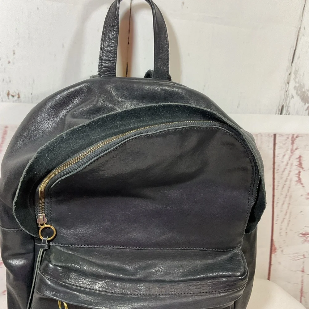 Madewell The Lorimer Backpack Black Italian Leather Minimalist Academia Preppy‎